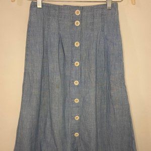 Madewell Patio Button-Front Midi Skirt